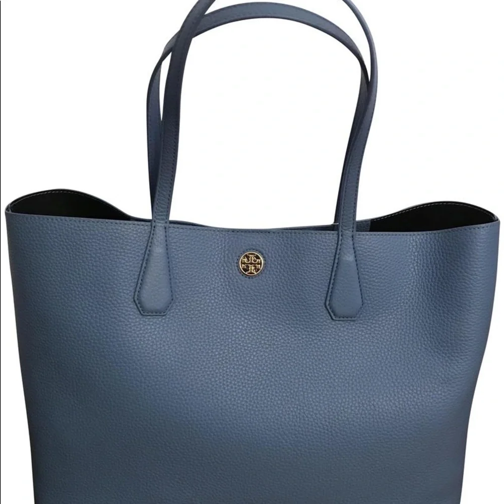 Tory Burch Light Blue Leather Tote Bag